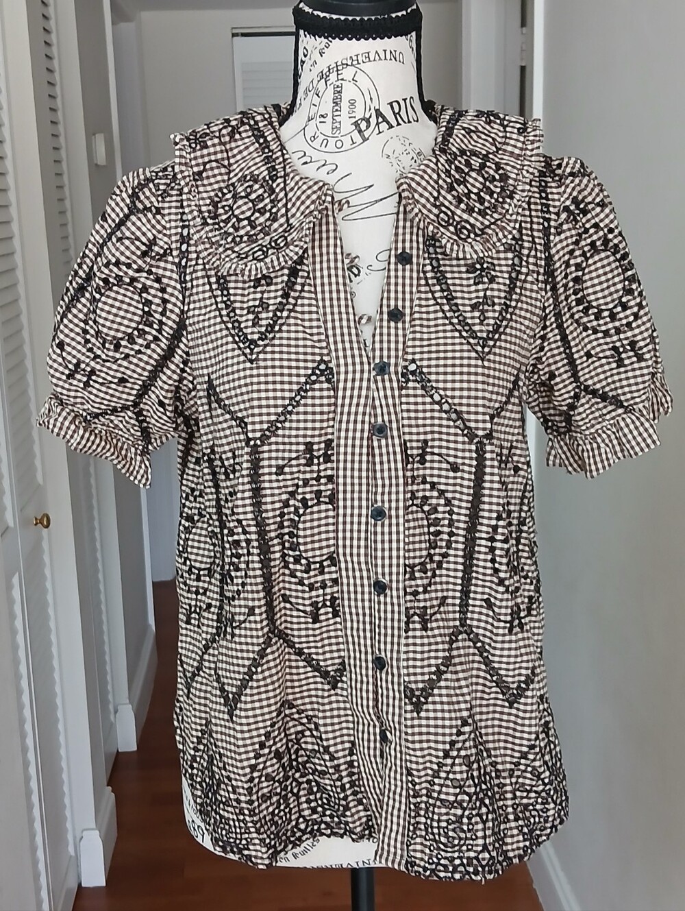 Anthropologie The Keira Gingham Blouse by Pilcro | - Picture 4 of 13